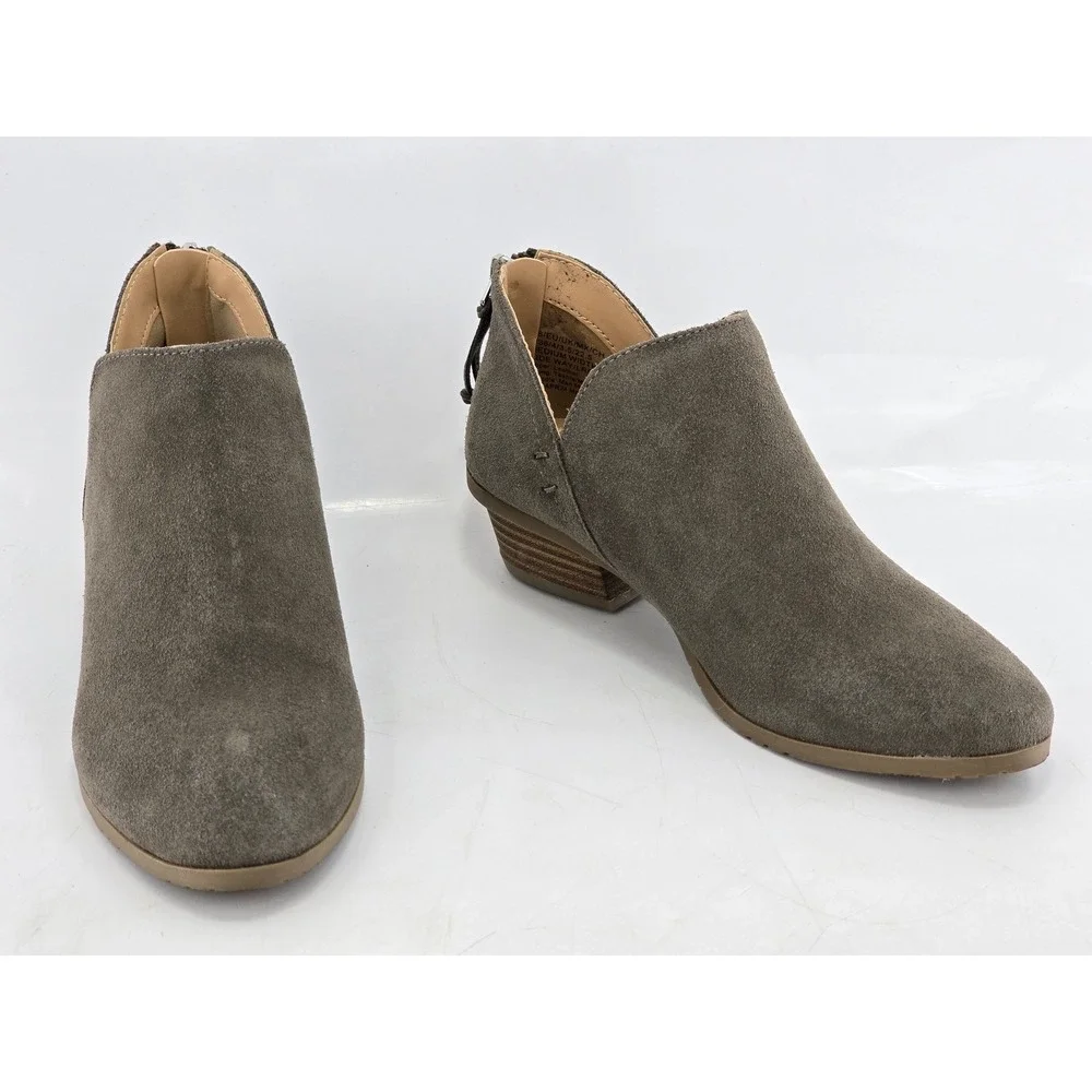 Kenneth Cole Reaction Sideway Ankle Boots Women 6 Grey Suede Zip Back